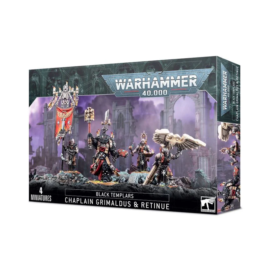 Warhammer 40,000 Black Templars Chaplain Grimaldus & Retinue (4 Miniatures)